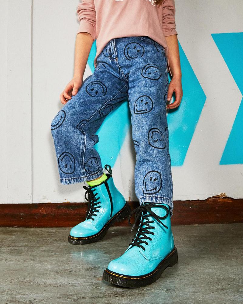 Dr Martens Junior 1460 Glitter Veterlaarzen Kinderen Turquoise | NL 144NWY